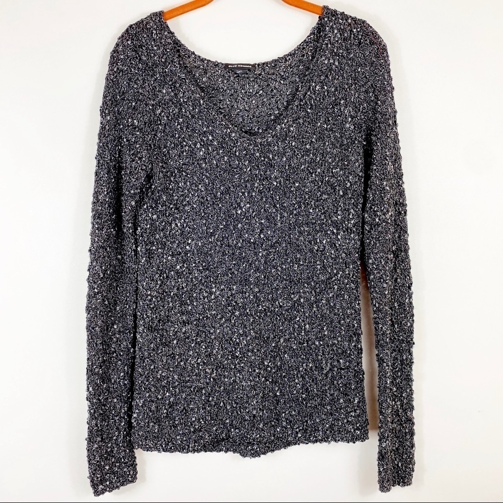 Club Monaco V Neck Long Sleeve Fuzzy Sweater